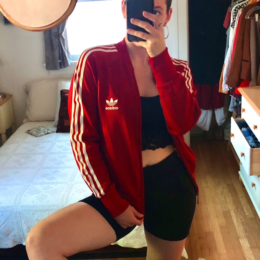 Adidas Track Jacket in Red - Last Chance to Purchase!